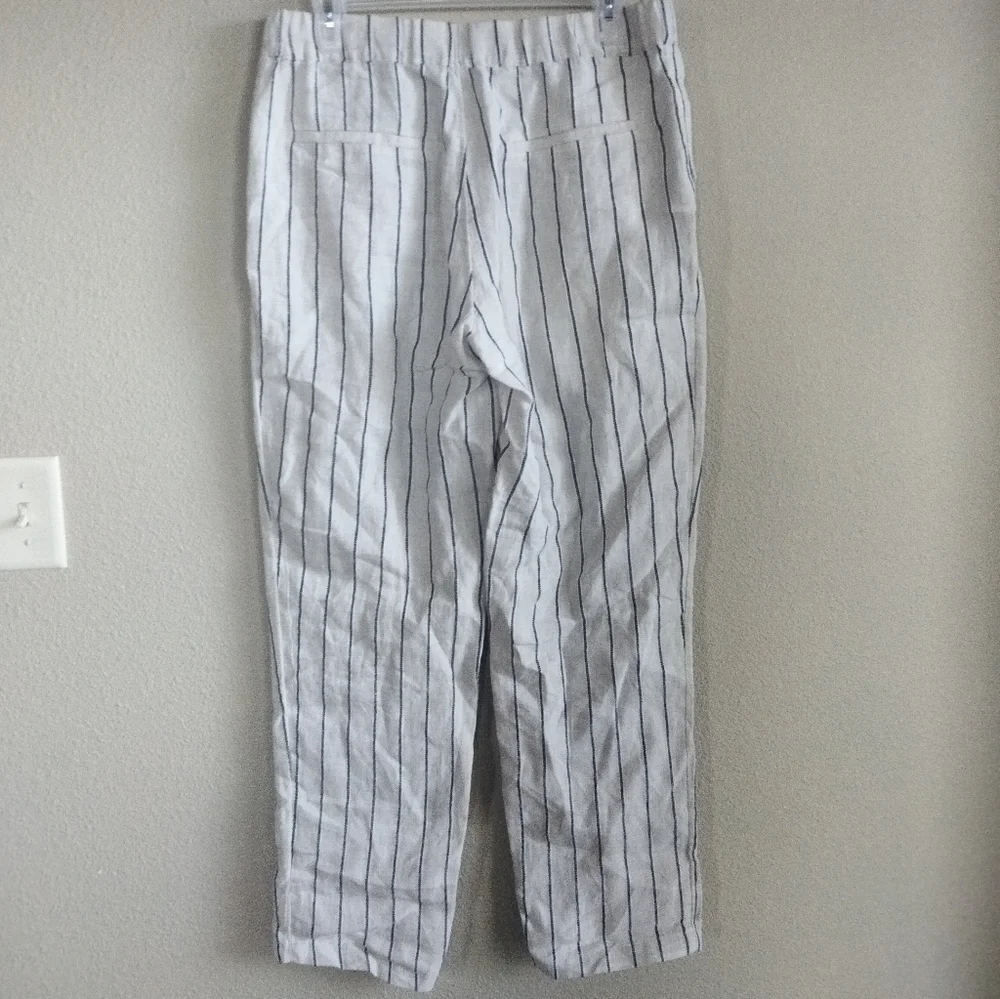 Mango Size Small 100% Linen Striped Beachy Pants